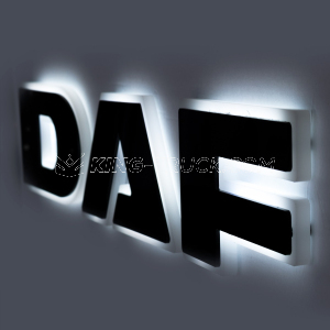 3D Daf XF, XG, XG+ Schwarz hinterleuchtetes Schild - LED WEISS / ORANGE