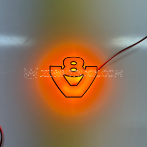 Logo V8 3D White retroilluminato per mascherone - LED BIANCO / ARANCIO