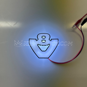 Logo V8 3D Blanc rétroéclairé pour le plastron - LED BLANCHE / ORANGE