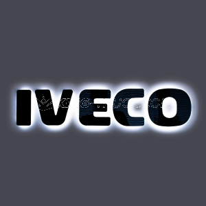 Scritta 3D Iveco Stralis Cube Black retroilluminata - LED BIANCO / ARANCIO