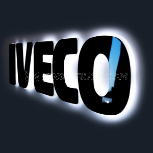 3D Iveco Stralis Cube Black backlit lettering - LED WHITE / ORANGE
