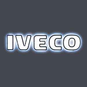 Lettrage 3D Iveco HI-Way blanche rétroéclairée - LED BLANCHE / ORANGE