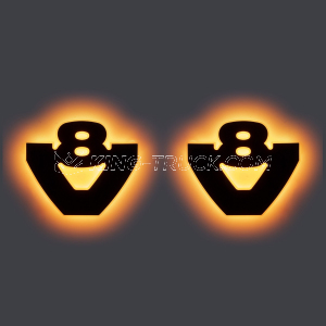 Coppia Logo V8 3D retroilluminato per carene laterali - LED ARANCIO