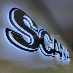 3D Scania Stahlschild mit Hintergrundbeleuchtung - LED WEISS / ORANGE