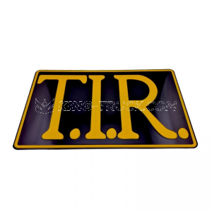 T.
I.
R. metal license plate - Black with Yellow print