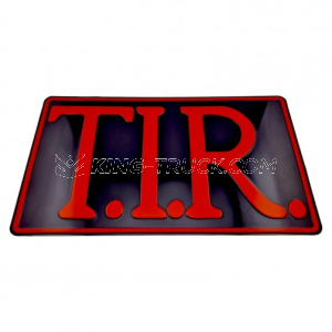 T.
I.
R. metal license plate - Black with Red print